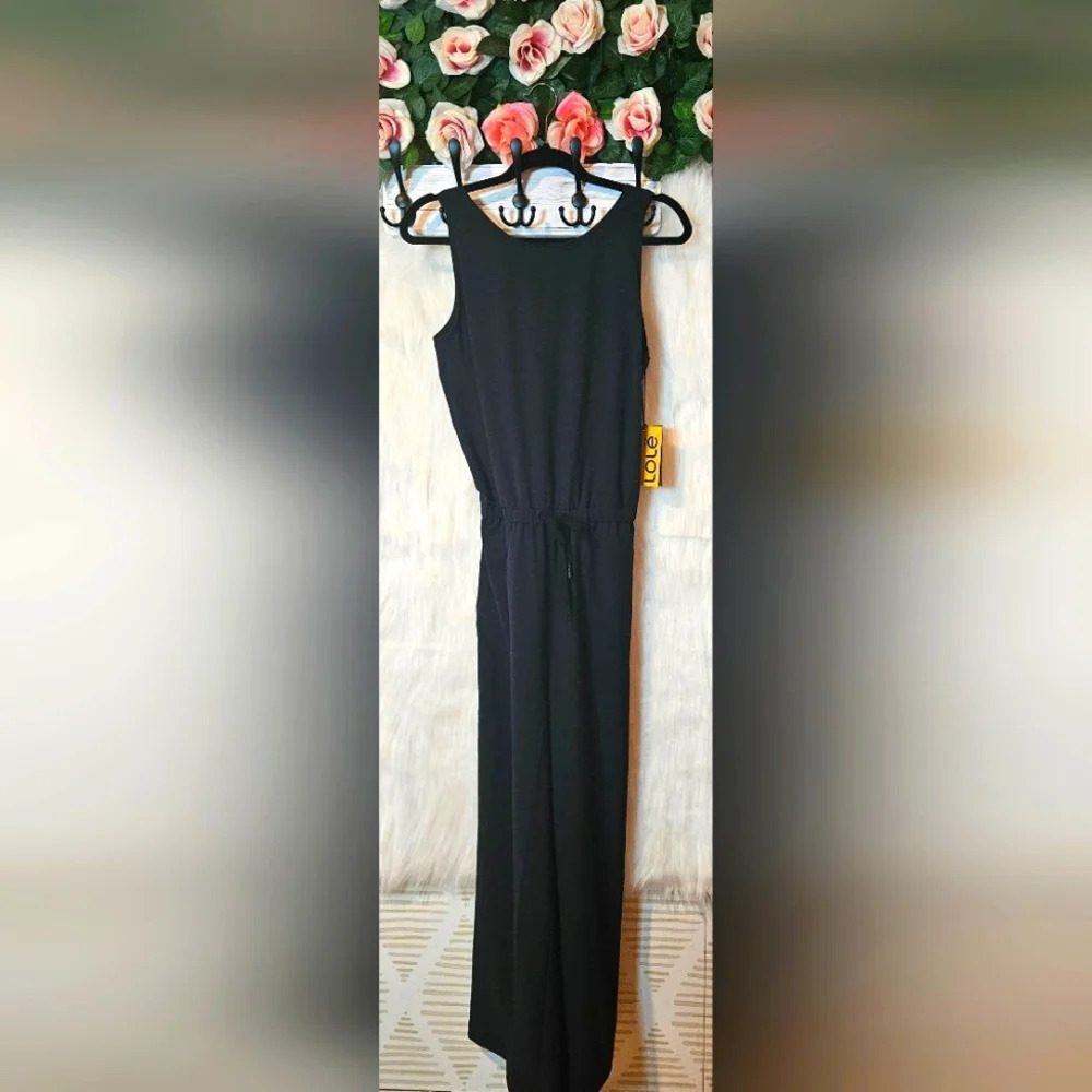 Lolë Classic Navy Tie Waist Jumpsuit - Picture 2 of 9